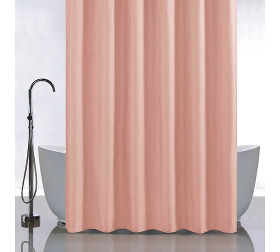 Штора однотонная Санакс персик, в ванную комнату, полиэстэр, 180х180 03-19 1