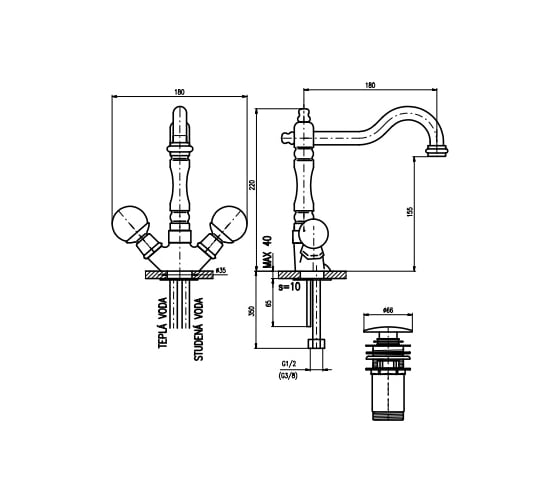 Смеситель для раковины RavSlezak BRILLIANCE 121.5/8Z