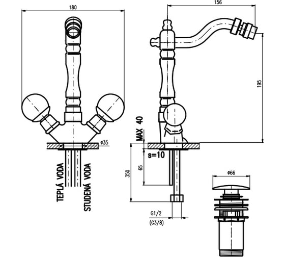Смеситель для биде RavSlezak BRILLIANCE 121.5/9Z