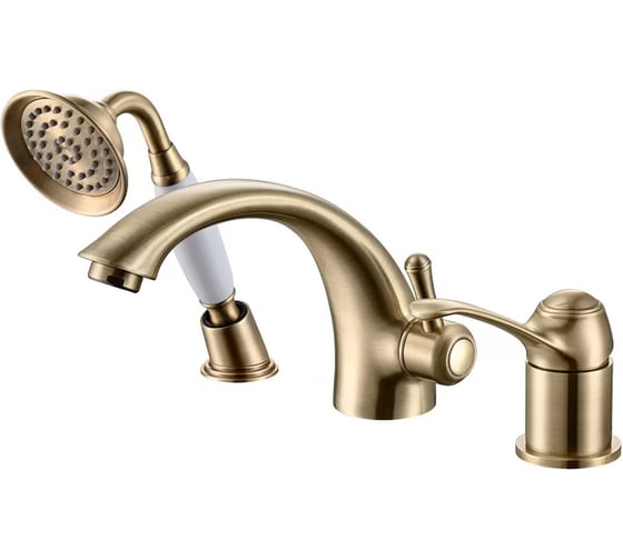 Смеситель на борт ванны ViEiR бронза, 3 отверстия, излив и ручной душ V413532-D 1