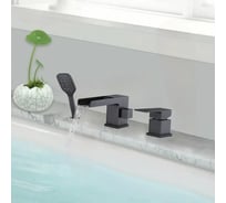 Смеситель на борт ванны ViEiR водопад черный, 3 отверстия V393532-C
