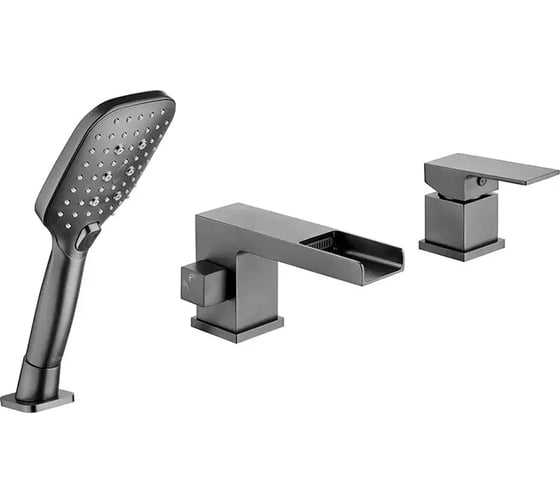 Смеситель на борт ванны ViEiR водопад графит, 3 отверстия V393532-G 1