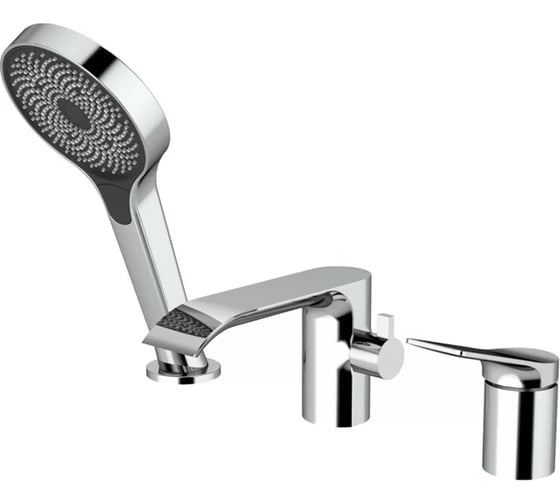 Смеситель на борт ванны ViEiR водопад хром, 3 отверстия, излив-каскад и ручной душ V343532 1