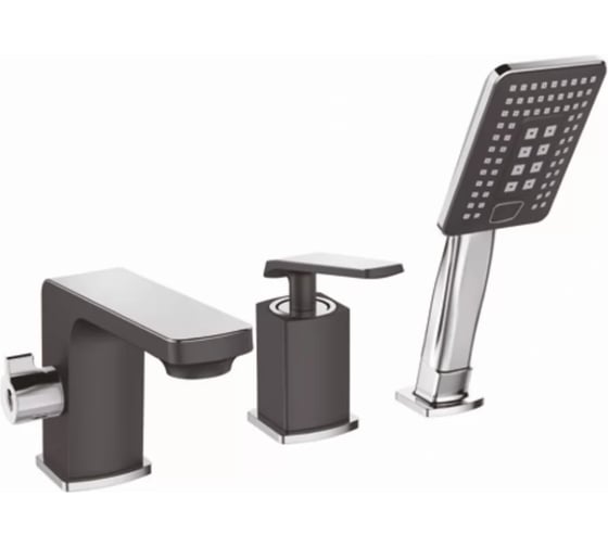 Смеситель на борт ванны ViEiR однорычажный, черный, 3 отверстия V333532-C 1