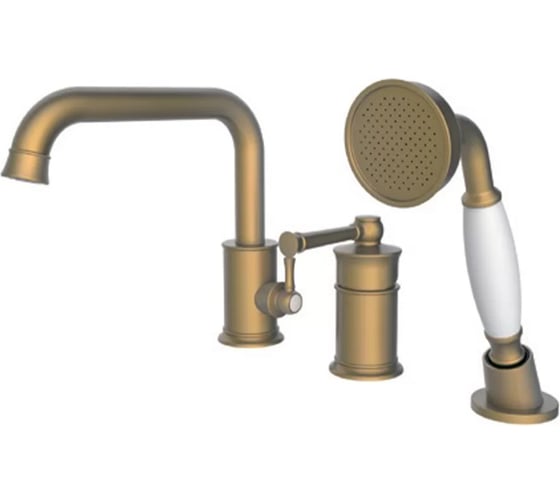 Смеситель на борт ванны ViEiR однорычажный, бронза, 3 отверстия, излив и ручной душ V273532-D 1