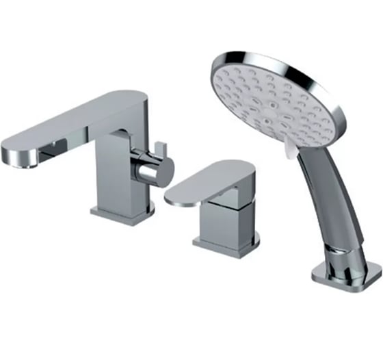 Смеситель на борт ванны ViEiR однорычажный, хром, 3 отверстия, излив и ручной душ V283532 1