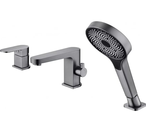 Смеситель на борт ванны ViEiR однорычажный, 3 отверстия, графит излив и ручной душ V283532-G 1