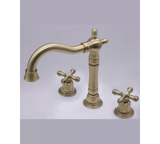 ViEiR смеситель на борт раковины двухвентильный, бронза, 3 отверстия, ретро V370112-D 1