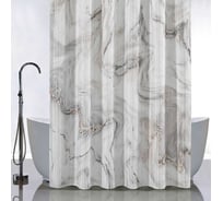 Штора САНАКС с рисунком, серый мрамор, в ванную комнату, без колец, полиэстер 01-78