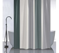 Штора САНАКС с рисунком, полосы вертикальные, в ванную комнату, без колец, полиэстер, 180 х180 см 01-99
