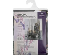 Штора САНАКС с рисунком тропические листья с золотом, в ванную комнату, без колец - полиэстэр, 180 х 180 см. 01-111