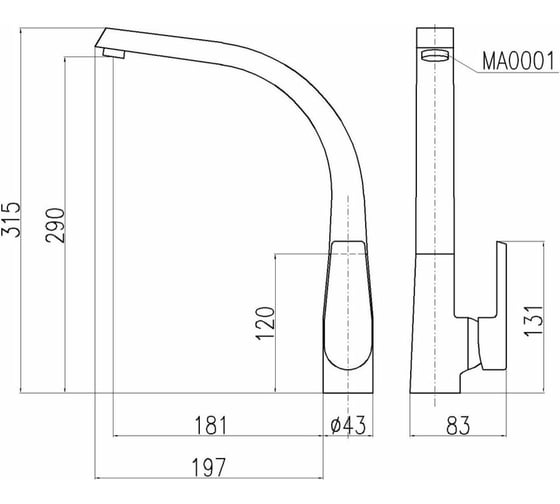 Смеситель для кухни RavSlezak VALTAVA V819.5CMATC