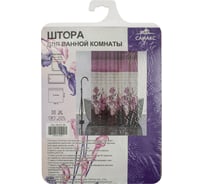 Штора САНАКС с рисунком, красные розы, в ванную комнату, без колец, полиэстэр 01-09