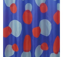 Штора САНАКС с рисунком, фигуры на синем, в ванную комнату, без колец, полиэстэр 01-74