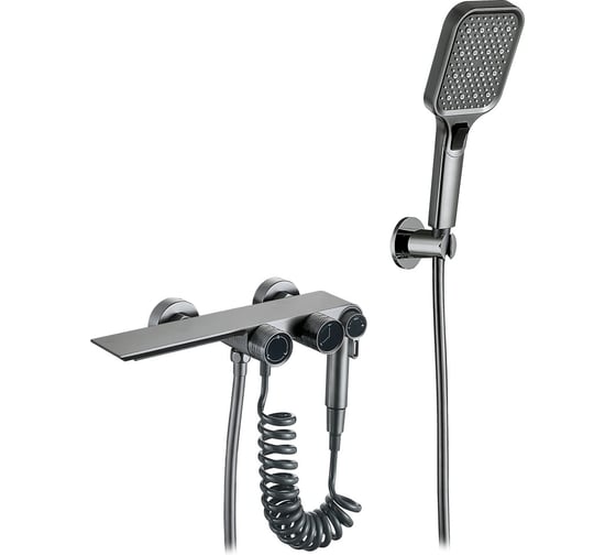 Смеситель для ванны ViEiR водопад, латунь графит с ручным душем и аэратором V323531-G 1