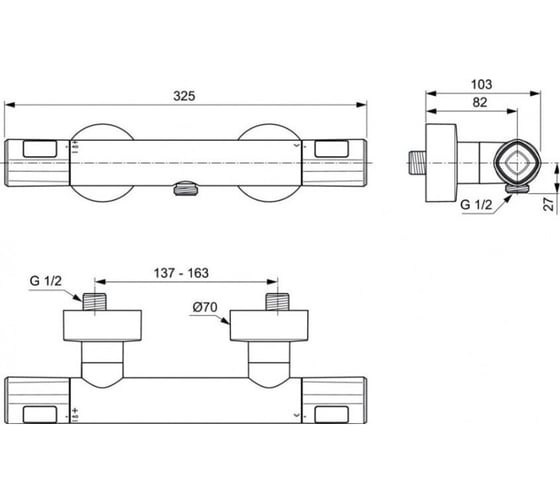 Настенный термостатический смеситель для душа Ideal Standard Ceratherm T100 A7229AA