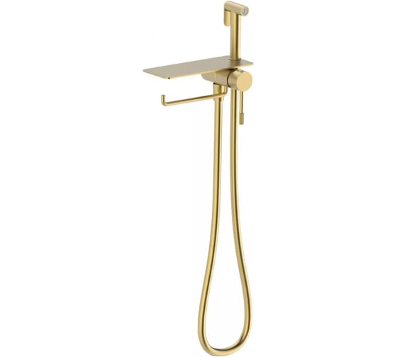 Встраиваемый смеситель с гигиеническим душем ViEiR матовое золото полка и держатель полотенца для гигиены и экономии места V403052-S 1