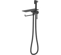 Встраиваемый смеситель с гигиеническим душем ViEiR черный полка и держатель полотенца для гигиены и экономии места V403052-C