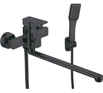 Смеситель для ванны ViEiR однорычажный с длинным поворотным изливом, латунь, черный, душевой гарнитур V113541-C