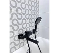 Смеситель для ванны ViEiR однорычажный с коротким поворотным изливом, латунь, черный, душевой набор V113531-C