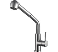 Смеситель для кухни ViEiR высокий однорычажный с выдвижной лейкой, нержавеющая сталь, сатин, для мойки и удобного мытья посуды V15027