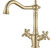 Смеситель для кухни ViEiR двухвентильный, золото, поворотный излив, ретро для кухонной мойки V370121-E