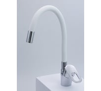 Смеситель однорычажный для кухни ViEiR с высоким поворотным изливом и гибким шлангом, белый, V243521-F