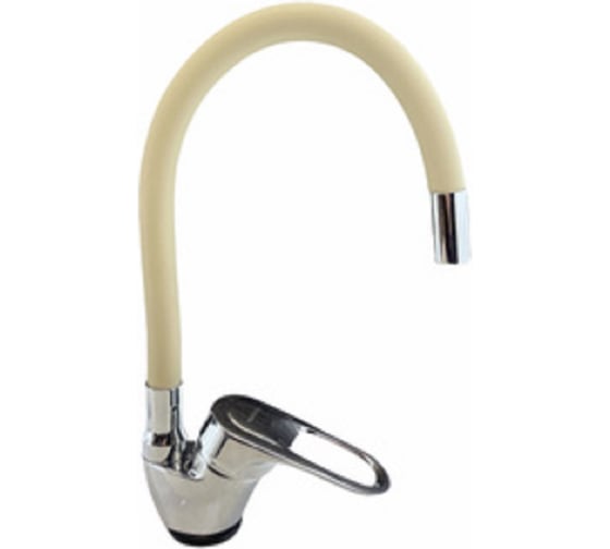 Смеситель для кухни ALOUTE хром с бежевым гибким силиконовым изливом A3193-6 1