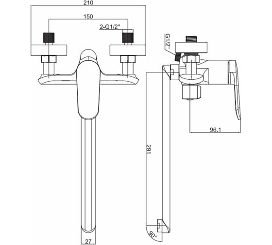 Смеситель для ванны Maxonor MN2271-7