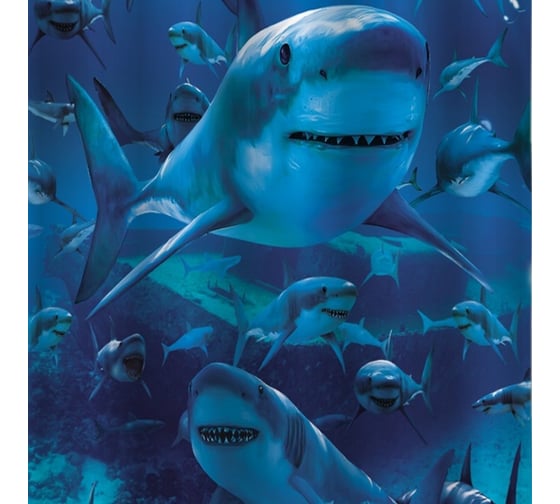 Шторка в ванную комнату Brimix фотопечать, АКУЛА 02-03 1