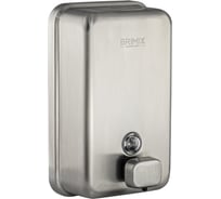 Дозатор для жидкого мыла Brimix1000 мл, настенный, прямоугольный корпус с глазком, из нержавеющей стали марки SUS 304, САТИН 616K