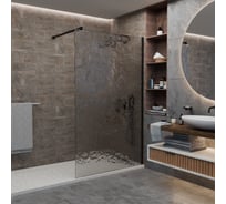 Душевая перегородка RGW 100*210 WA-55-B Чёрный/Лёд/8 мм (Easy) 33105510-234