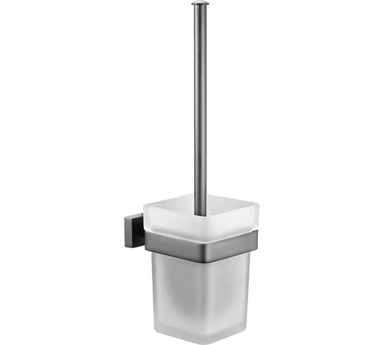 Ершик настенный со стеклянным стаканом ViEir нержавеющая сталь, графит, для туалета и ванной комнаты, V5013-G 1