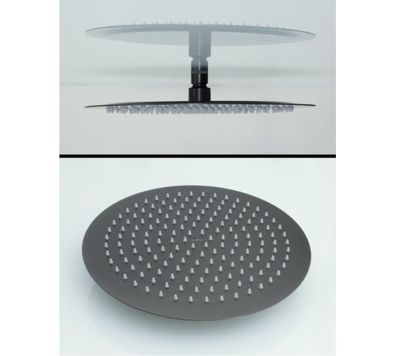 Лейка тропического душа круглая ViEir 30×30 см верхний душ графит VR2103-30G 1