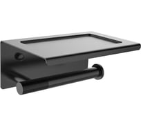 Держатель туалетной бумаги с полкой ViEir настенный, нержавеющая сталь, цвет черный, для ванной комнаты, V5510-C