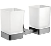 Стакан настенный двойной стеклянный VIEIR для ванной комнаты, держатель для зубных щеток и аксессуаров, графит V5006-G