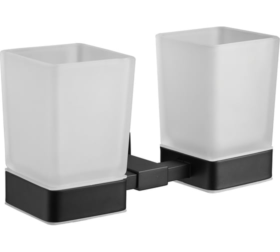 Стакан настенный двойной стеклянный VIEIR для ванной комнаты, держатель для зубных щеток и аксессуаров, черный V5006-C 1