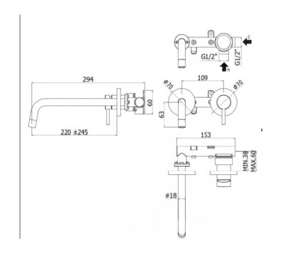 Встраиваемый смеситель для раковины Paffoni LIGHT черный матовый LIG103NO/M 00259071