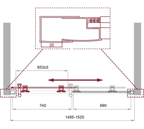 Душевая дверь BelBagno UNO-195-BF-1-150-C-Cr