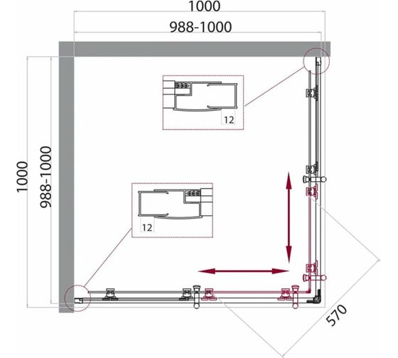 Душевой уголок BelBagno UNO-195-A-2-100-C-Cr