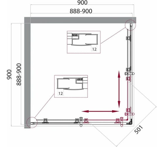 Душевой уголок BelBagno UNO-195-A-2-90-C-Cr