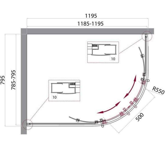Душевой уголок BelBagno UNO-195-RH-2-120/80-C-Cr