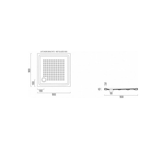 Душевой поддон GSI PIATTI DOCCIA 90x90x4.5, белый глянец 439411