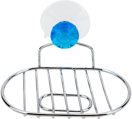 Подвесная мыльница Рыжий кот Бриллиант овальная, синий, на присоске W2732A 311464