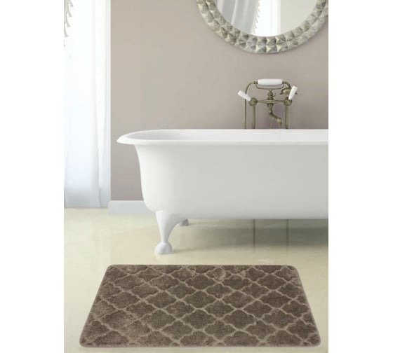 Коврик в ванну Bath Plus ЛАНА 120x70 см, микрофибра, шоколад ромб GR253R