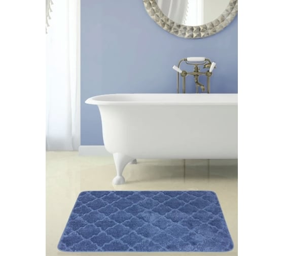 Коврик в ванну Bath Plus ЛАНА 120x70 см, микрофибра, синий ромб GR208R