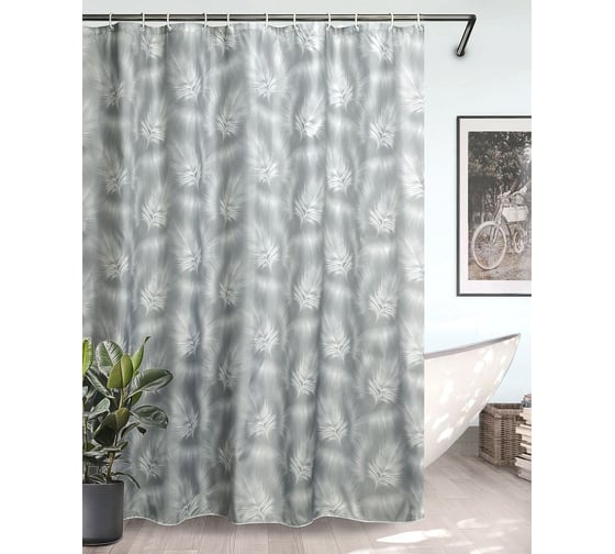 Комплект: штора для ванной и кольца Bath Plus FLOATING FEATHER, grey akch-21293 1