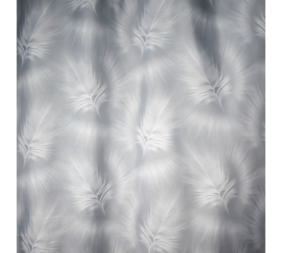 Комплект: штора для ванной и кольца Bath Plus FLOATING FEATHER, grey akch-21293