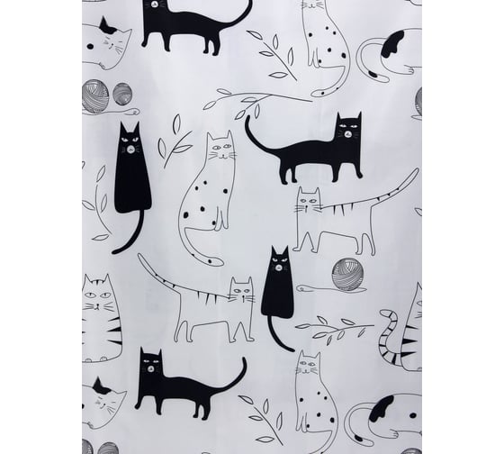 Комплект: штора для ванной и кольца Bath Plus Little Black Cat AKCH-12256