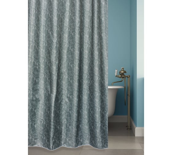 Комплект: штора для ванной и кольца Bath Plus FOAM, blue grey akch-21287